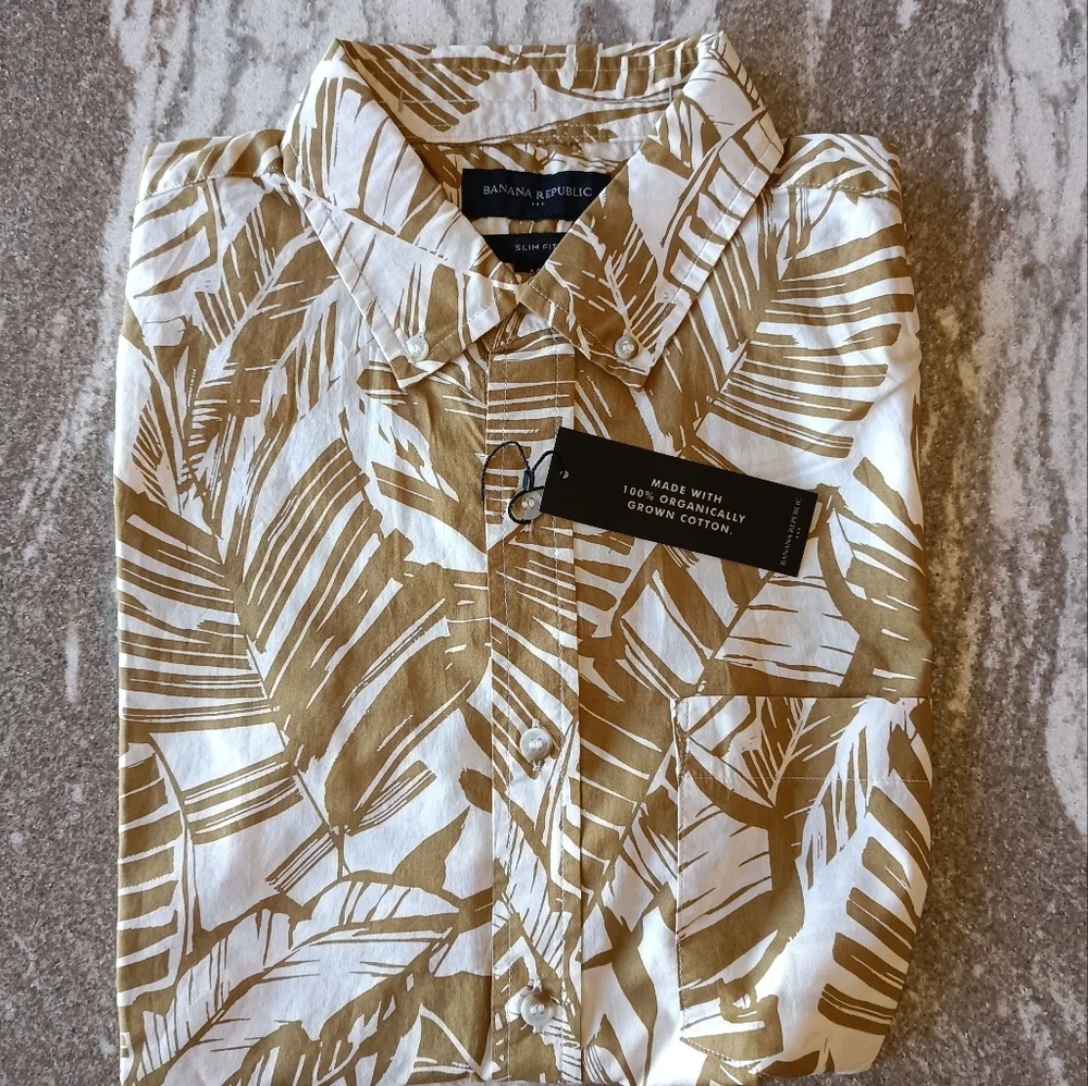Banana Republic Men's Soft-Wash Short Sleeve Shirt 🆕 Size Large